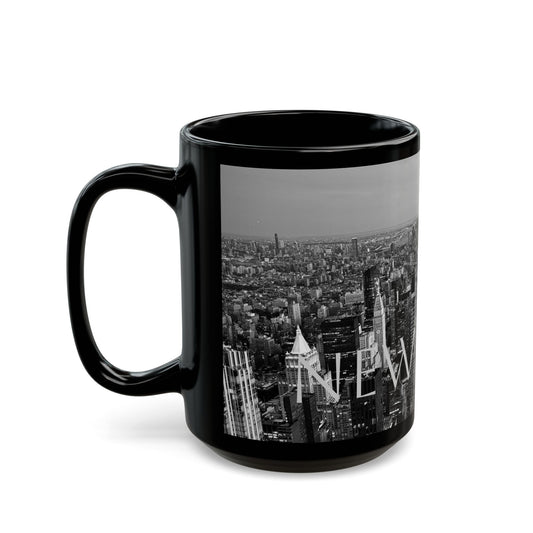 New York City Skyline Sunset Black and White Coffee Cup