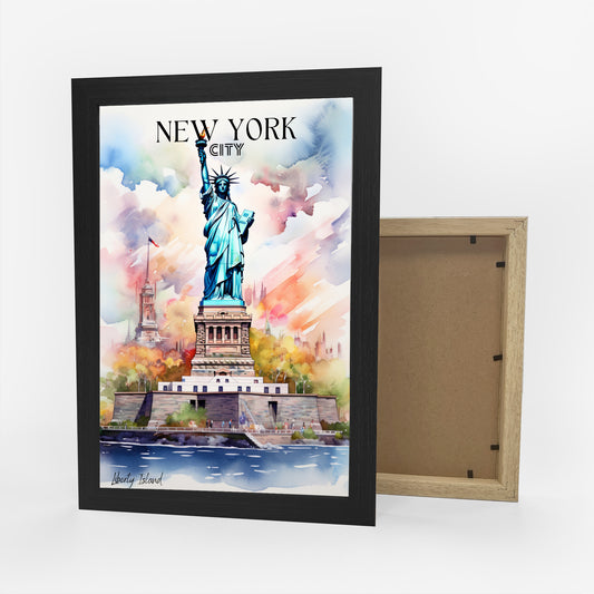 Statue of Liberty Watercolor Art Print Framed Poster
