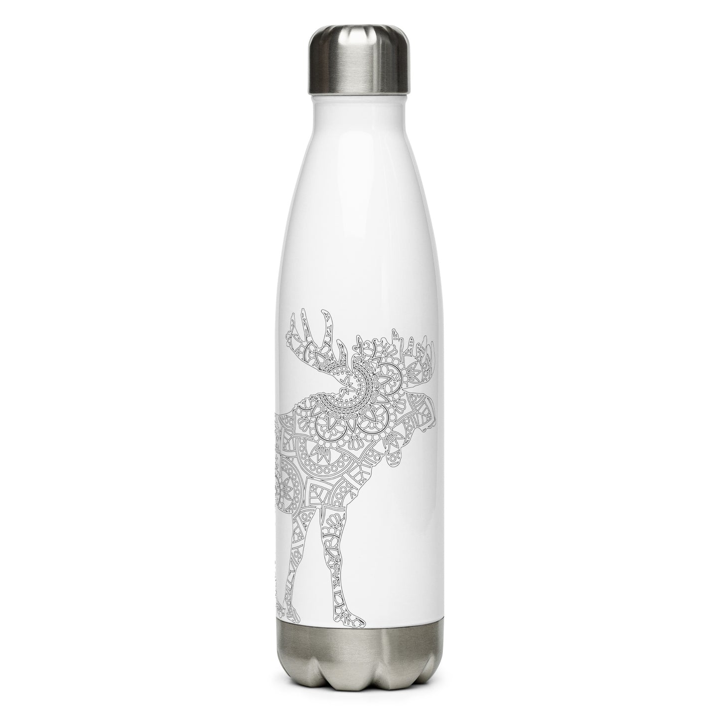 Moose Zentangle Alaska - Stainless Steel Water Bottle