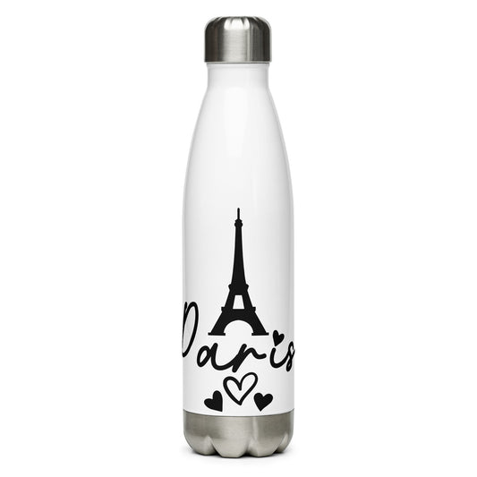 Eiffel Tower Paris Hearts France - Stainless Steel Water Bottle