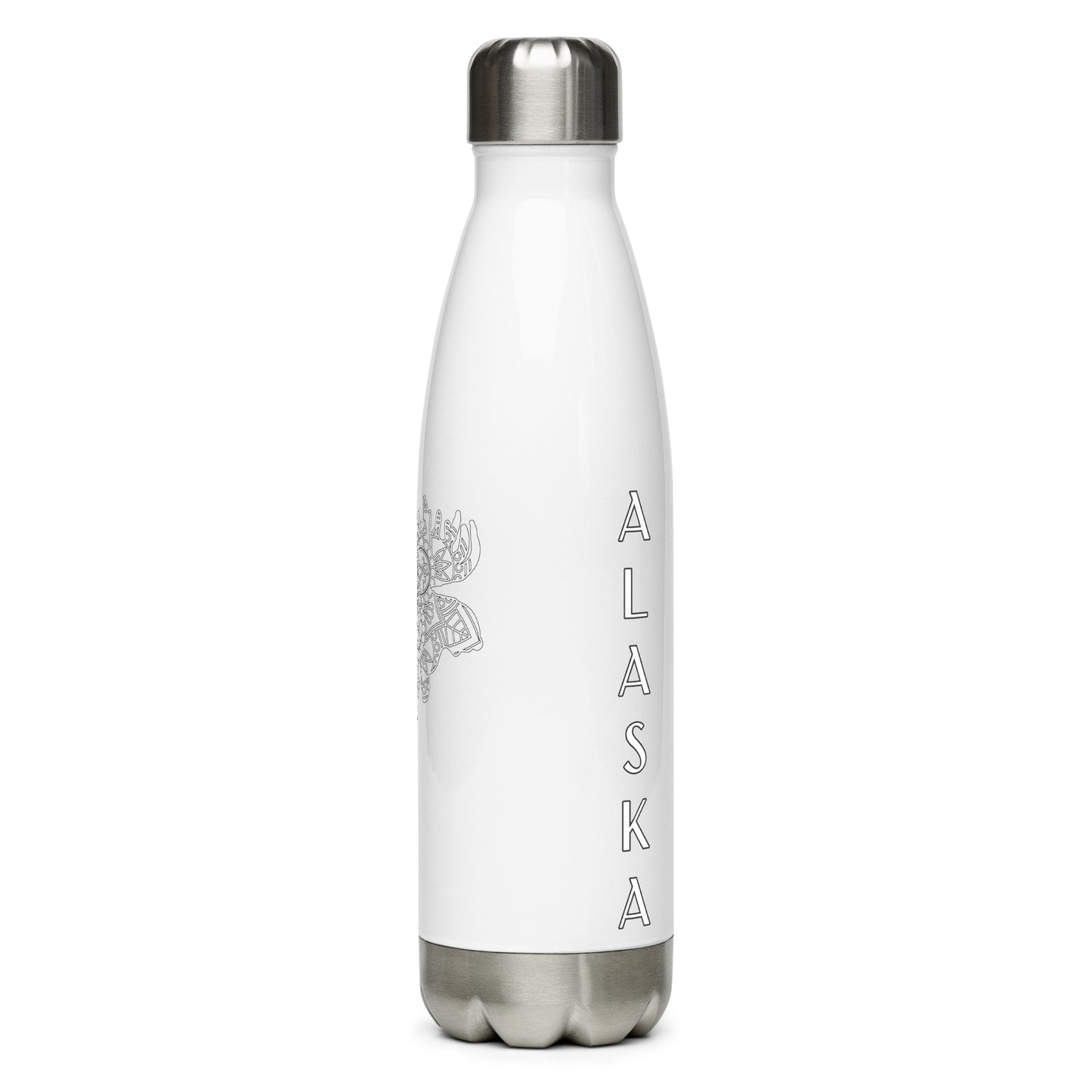 Moose Zentangle Alaska - Stainless Steel Water Bottle