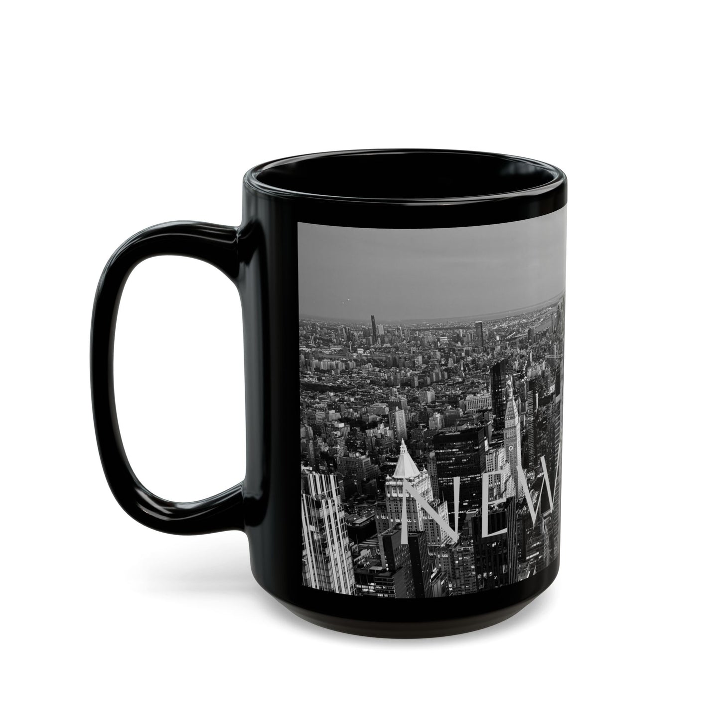 New York City Skyline Sunset Black and White Coffee Cup