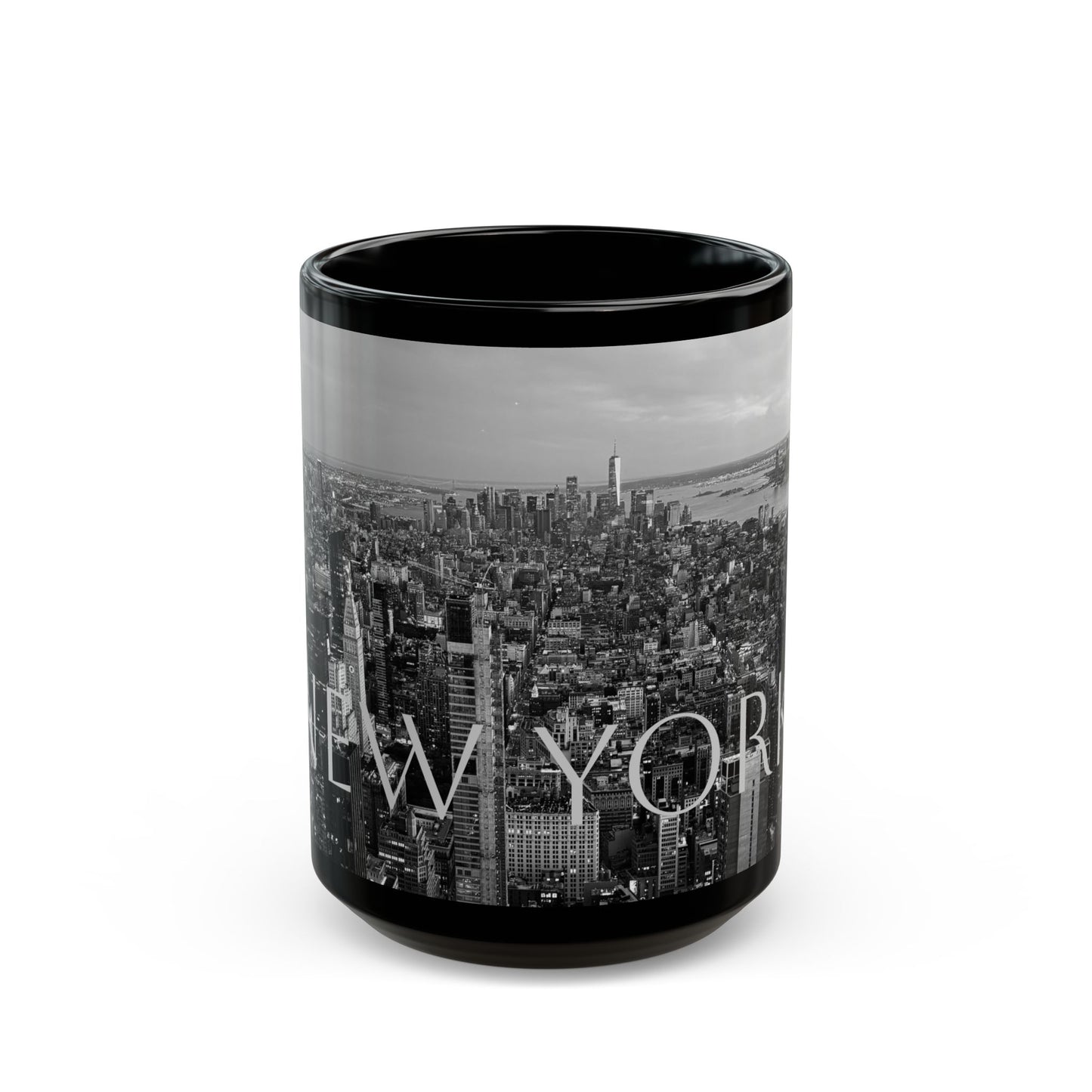 New York City Skyline Sunset Black and White Coffee Cup