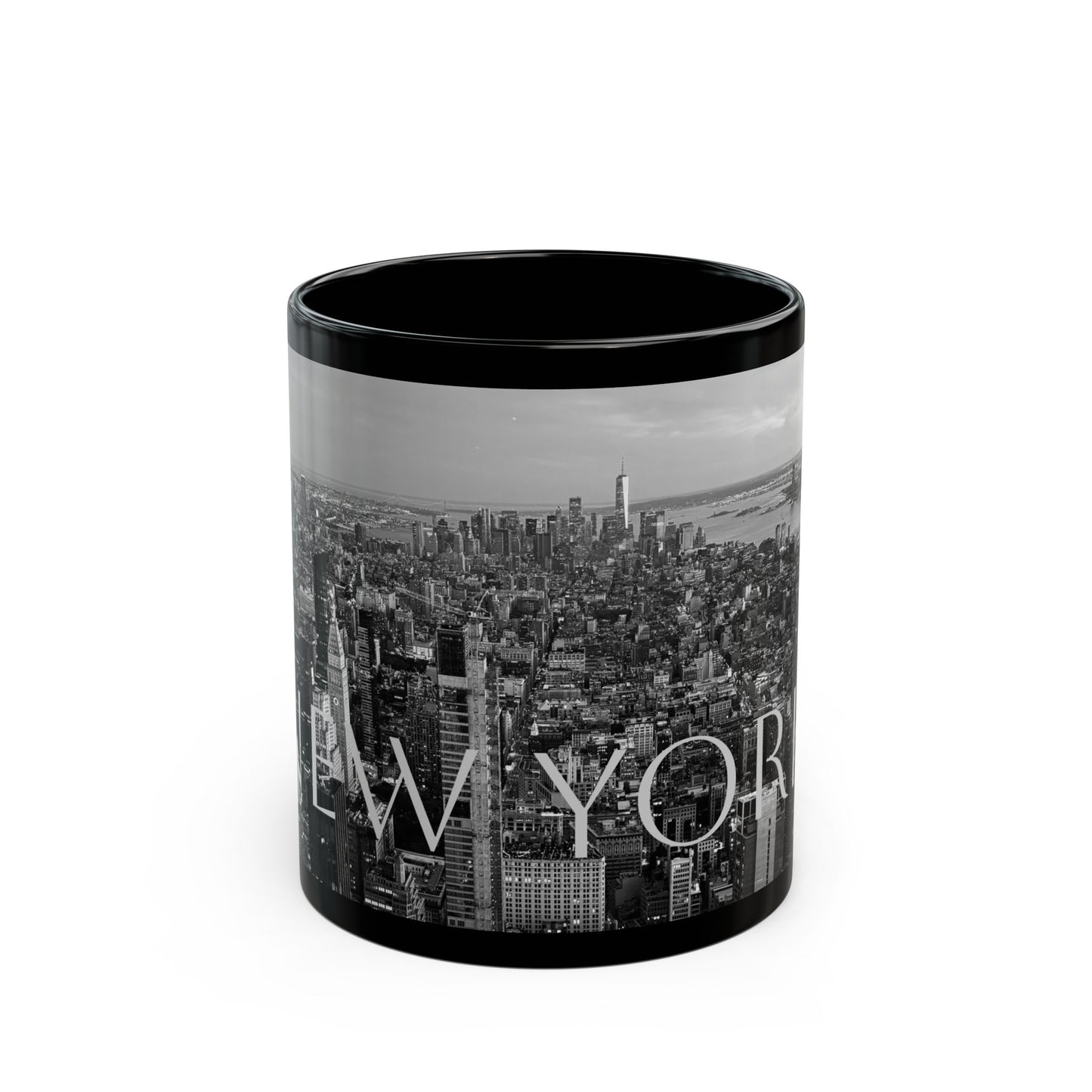 New York City Skyline Sunset Black and White Coffee Cup