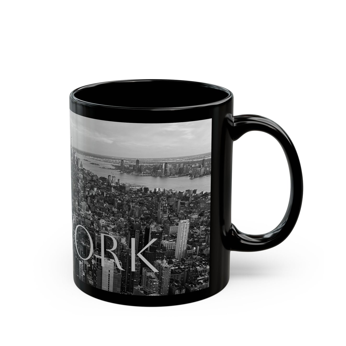 New York City Skyline Sunset Black and White Coffee Cup