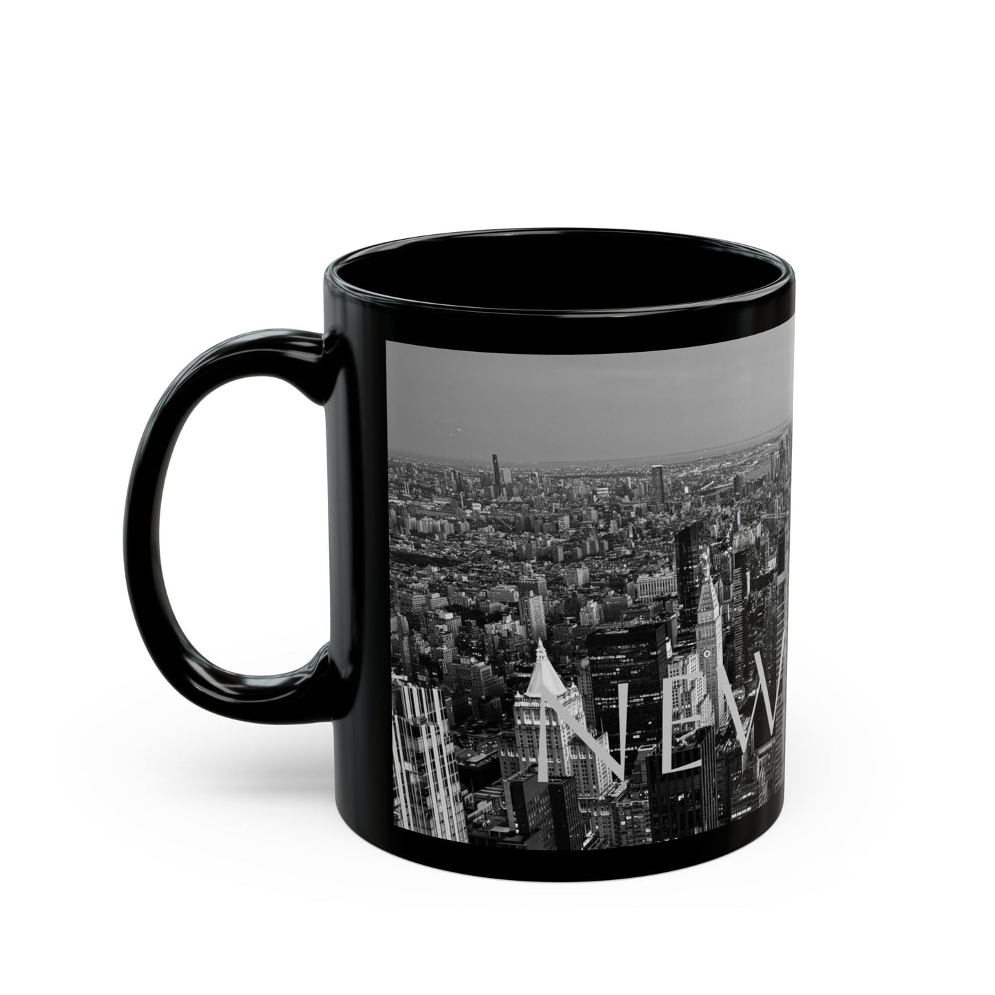 New York City Skyline Sunset Black and White Coffee Cup