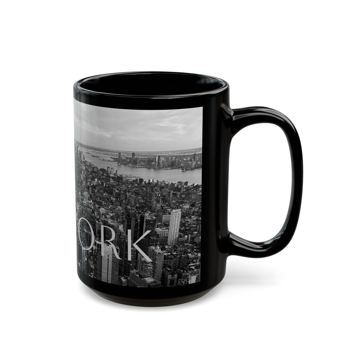 New York City Skyline Sunset Black and White Coffee Cup