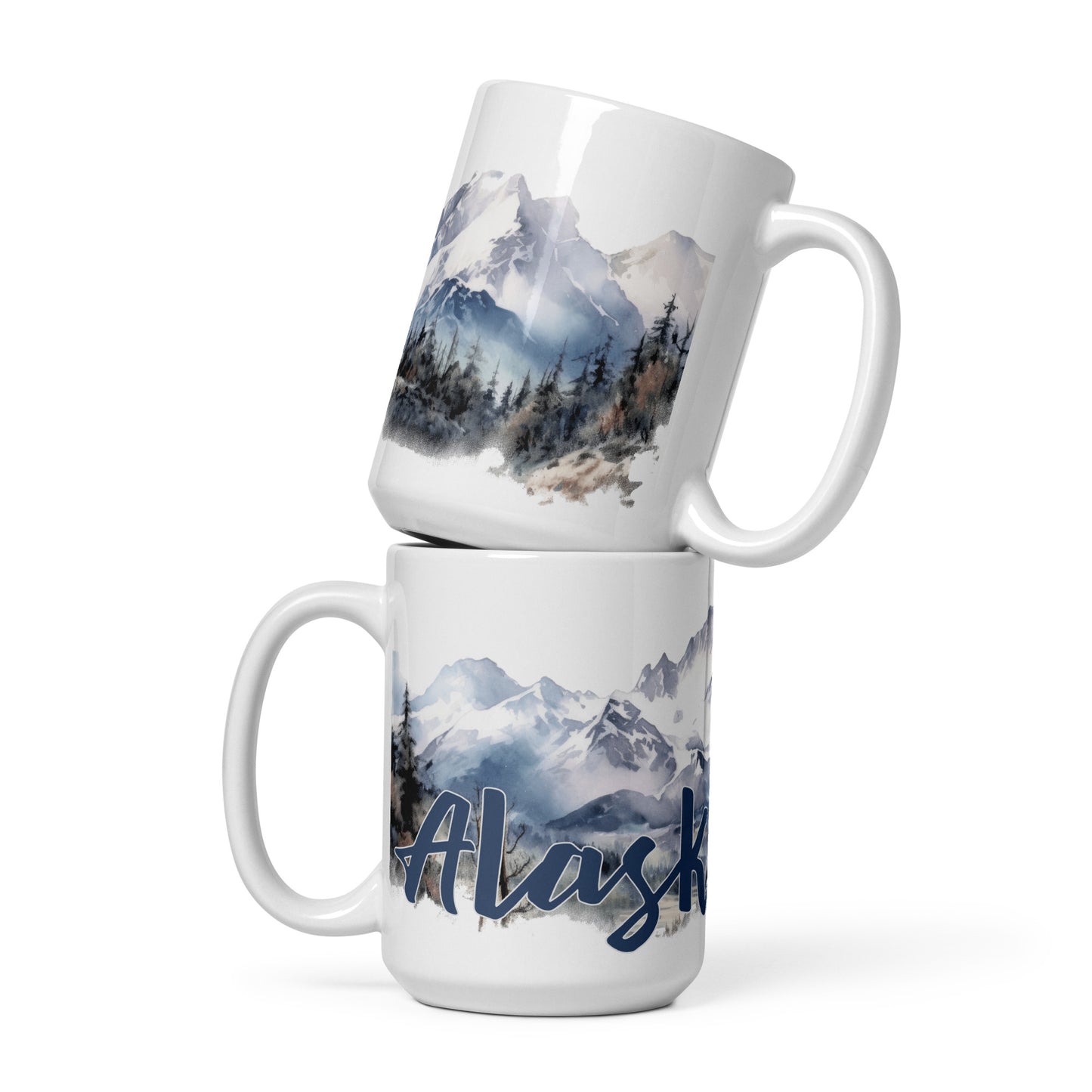 Alaska Mountain Watercolor Pano - Ceramic Mug