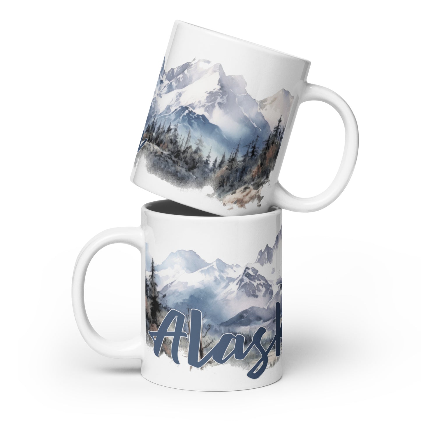 Alaska Mountain Watercolor Pano - Ceramic Mug